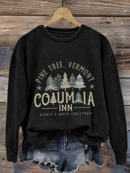 Women'S Casual Columbia Inn Pine Tree Vermont Printed Long Sleeve Sweatshirt-lovefitte