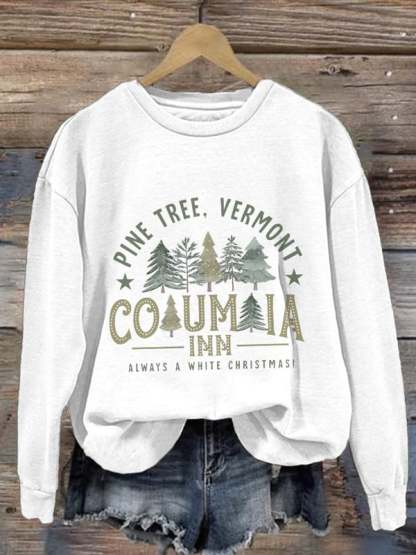 Women'S Casual Columbia Inn Pine Tree Vermont Printed Long Sleeve Sweatshirt-lovefitte