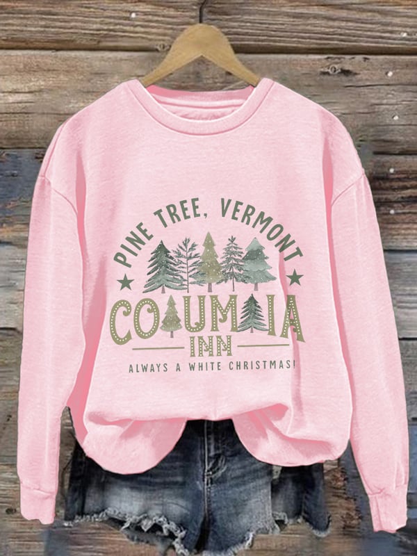 Women'S Casual Columbia Inn Pine Tree Vermont Printed Long Sleeve Sweatshirt-lovefitte