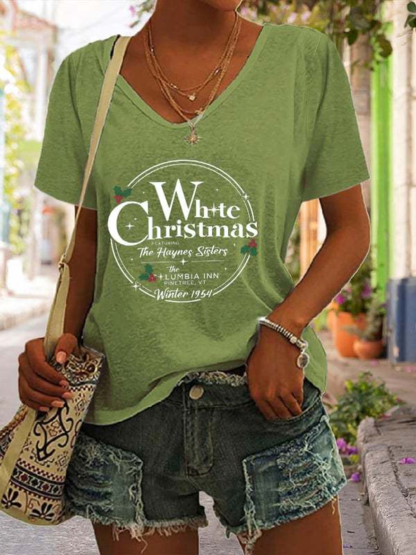 Women's Christmas Print Casual T-Shirt-lovefitte