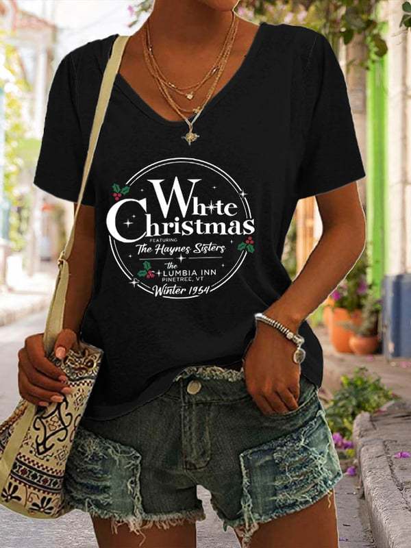 Women's Christmas Print Casual T-Shirt-lovefitte