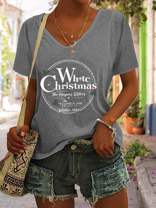 Women's Christmas Print Casual T-Shirt-lovefitte