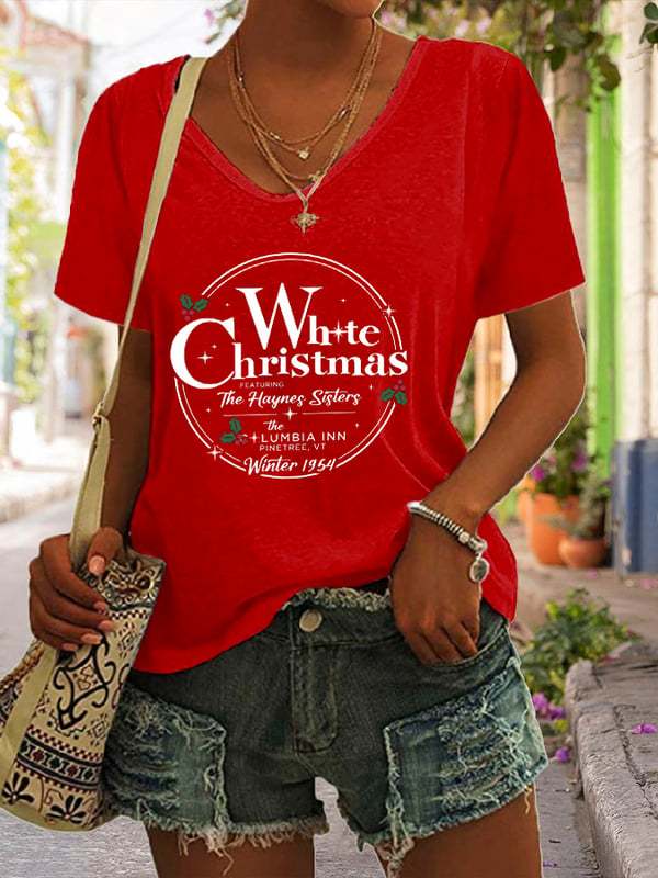 Women's Christmas Print Casual T-Shirt-lovefitte