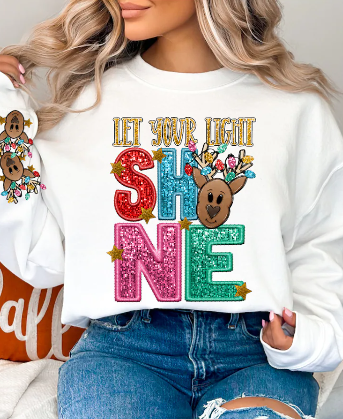 Glitter Christmas Print Sweatshirt-lovefitte