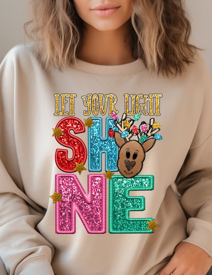 Glitter Christmas Print Sweatshirt-lovefitte