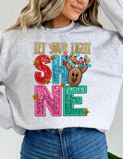 Glitter Christmas Print Sweatshirt-lovefitte