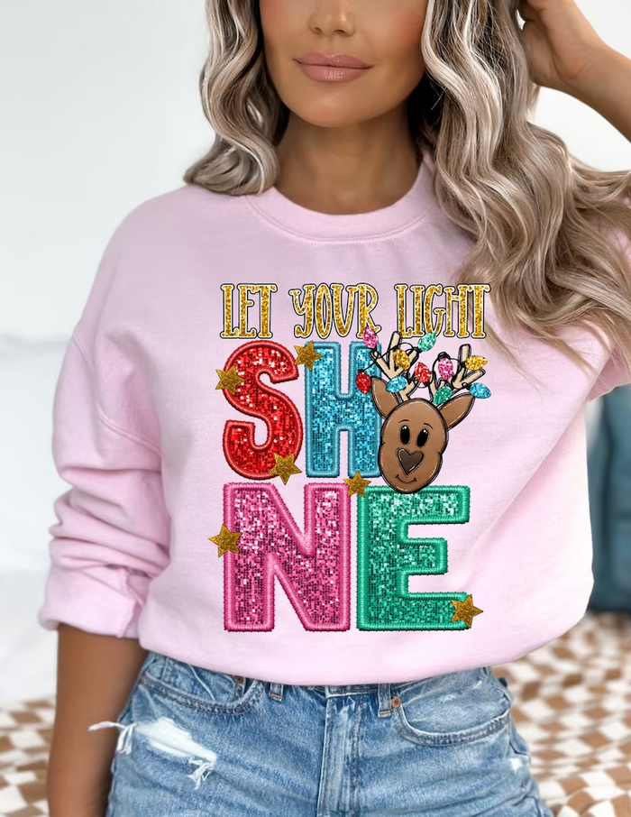 Glitter Christmas Print Sweatshirt-lovefitte