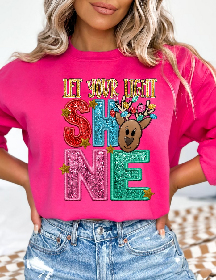 Glitter Christmas Print Sweatshirt-lovefitte