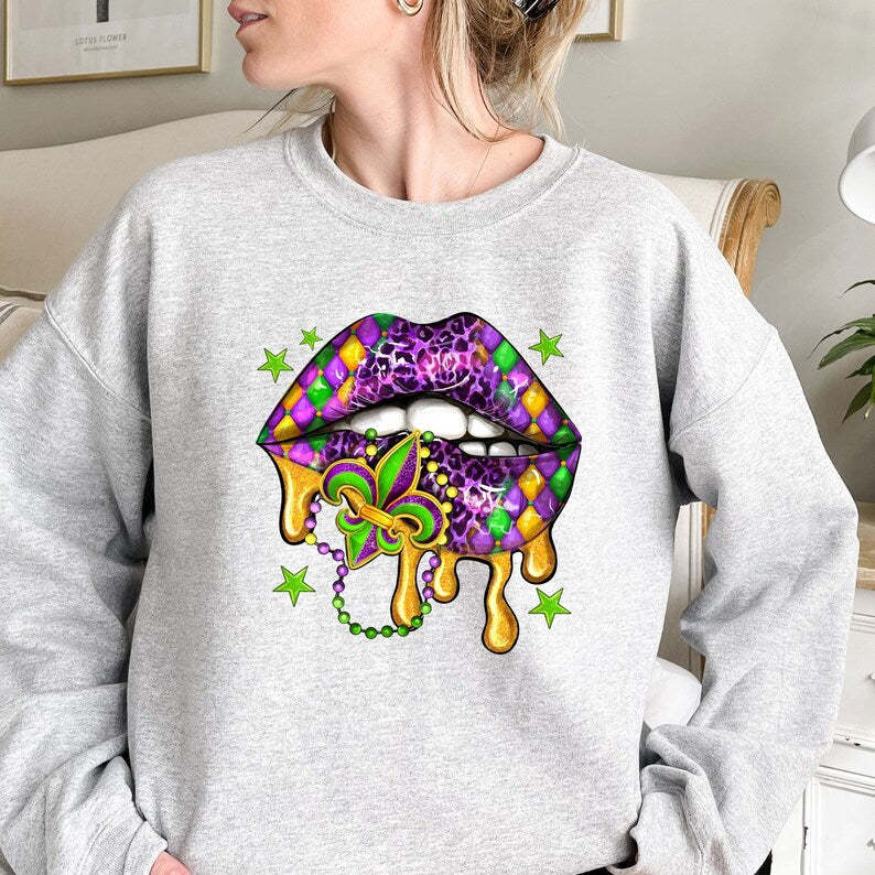 Mardi Gras Lips Sweatshirt-lovefitte