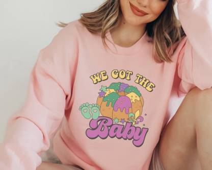 "We got the baby" Mardi Gras Baby Shower Sweatshirt-lovefitte