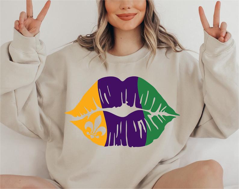 Mardi Grass Lips Sweatshirt-lovefitte