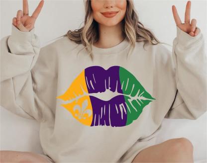 Mardi Grass Lips Sweatshirt-lovefitte