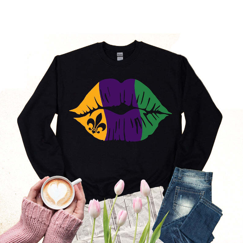 Mardi Grass Lips Sweatshirt-lovefitte