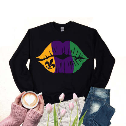 Mardi Grass Lips Sweatshirt-lovefitte