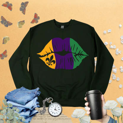 Mardi Grass Lips Sweatshirt-lovefitte