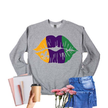 Mardi Grass Lips Sweatshirt-lovefitte