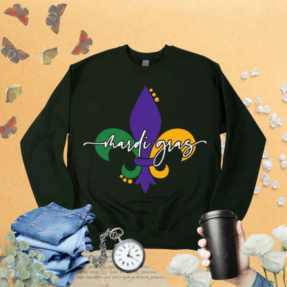 Fleur De Lis Mardi Gras Sweatshirt-lovefitte