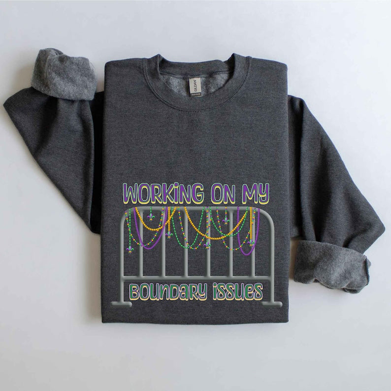 Barricade Boundary Issues Mardi Gras Sweatshirt-lovefitte