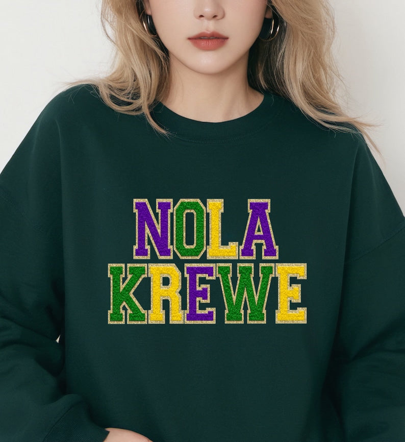 NOLA Krewe Faux Chenille Sweatshirt-lovefitte