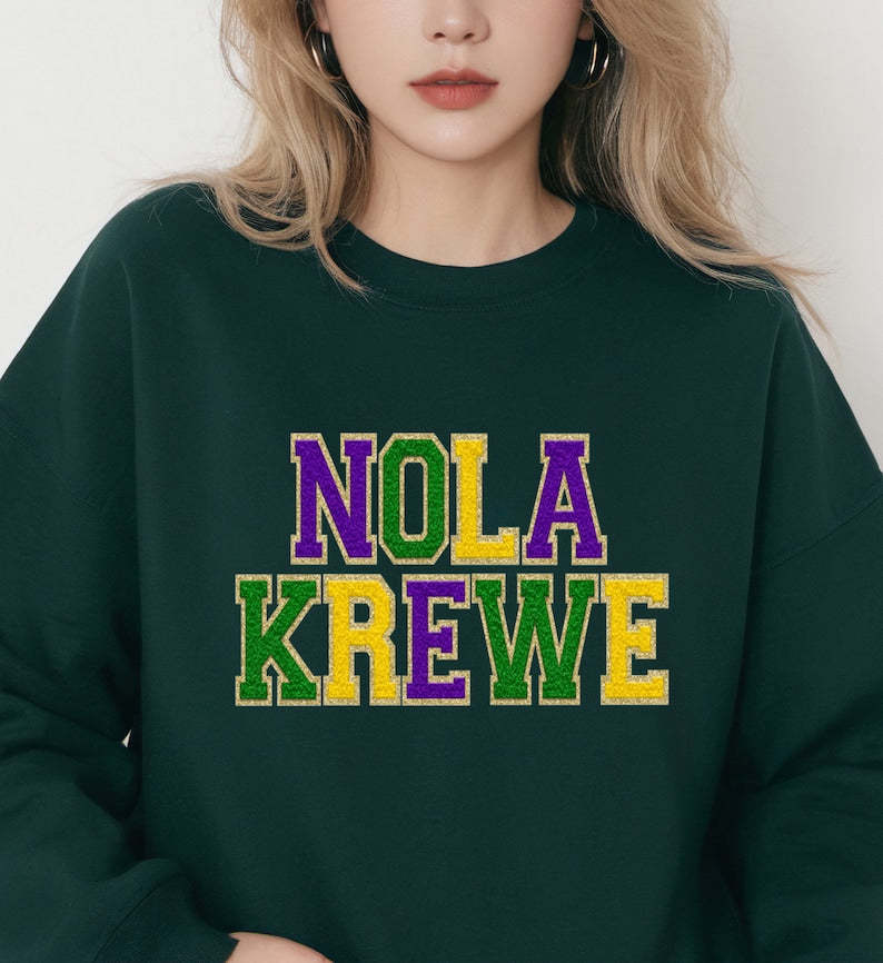 NOLA Krewe Faux Chenille Sweatshirt-lovefitte