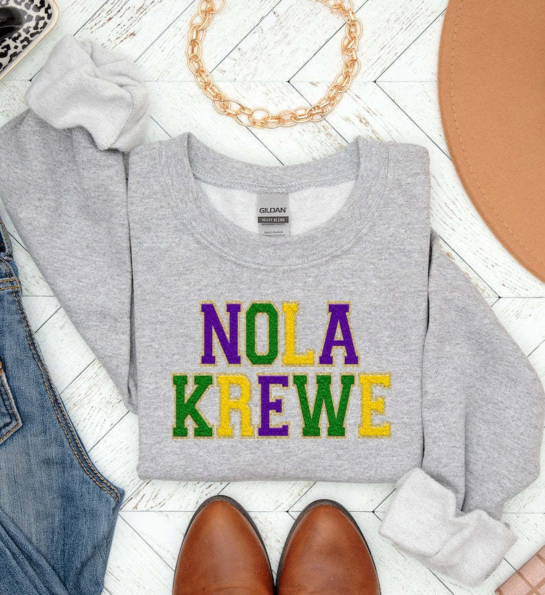 NOLA Krewe Faux Chenille Sweatshirt-lovefitte