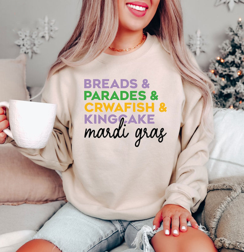 Beads Parades Crawfish Kingcake Mardi Grag Sweater-lovefitte