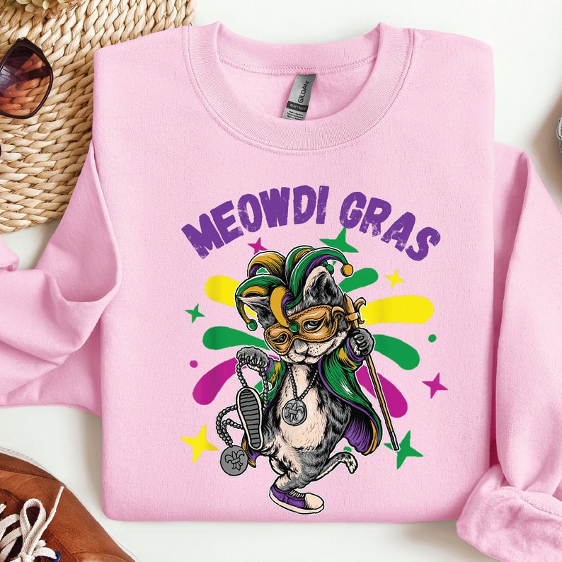 Mardi Gras Cat Sweatshirt-lovefitte