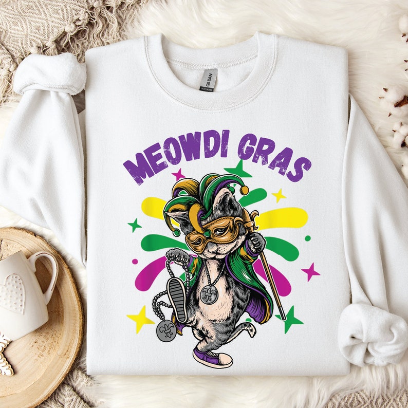 Mardi Gras Cat Sweatshirt-lovefitte
