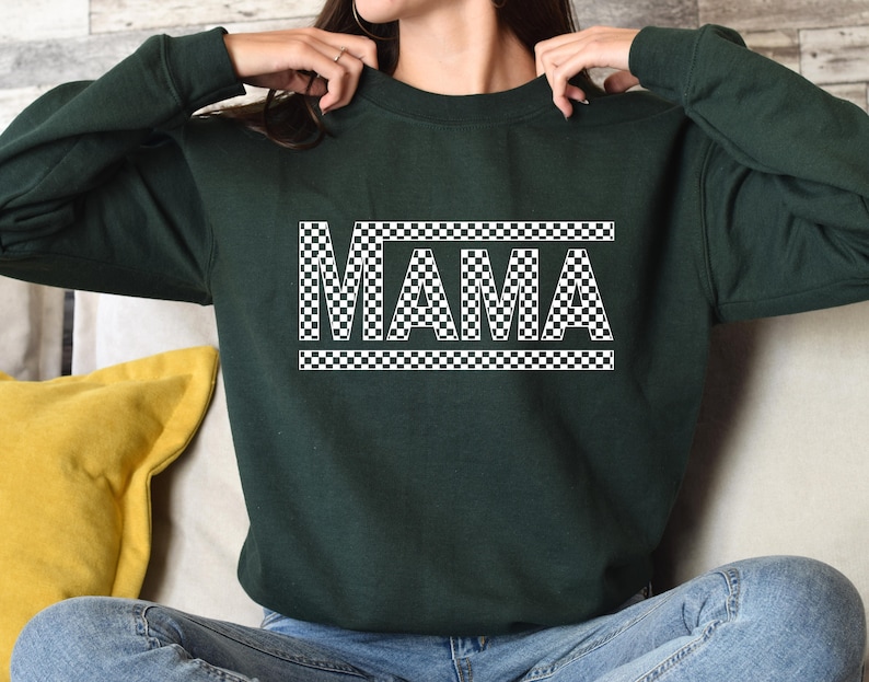 Checkered Retro Mama Sweatshirt