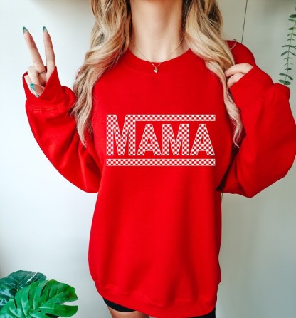 Checkered Retro Mama Sweatshirt