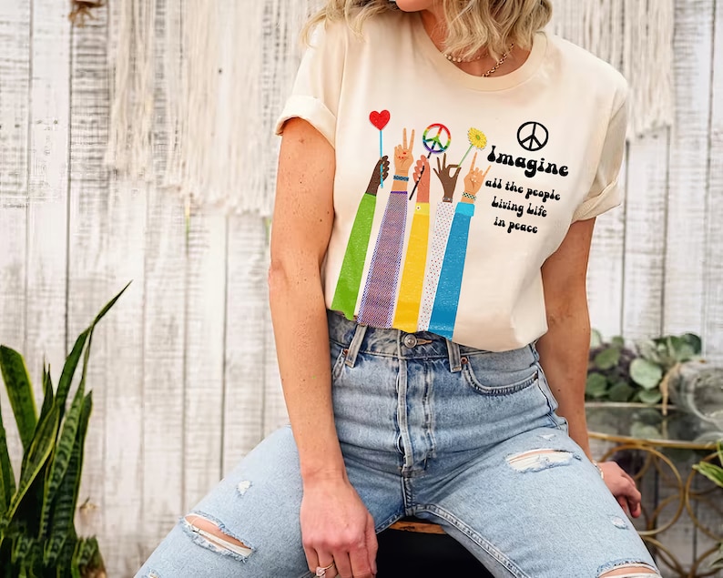 Imagine All The People Living Life In Peace T-Shirt