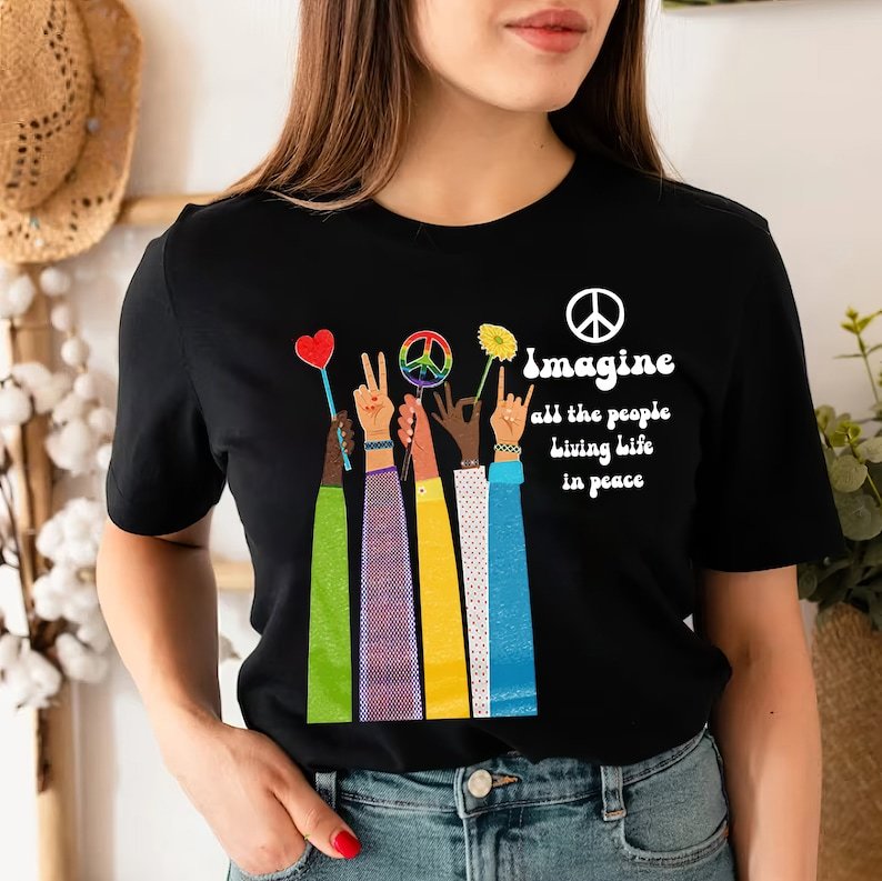 Imagine All The People Living Life In Peace T-Shirt