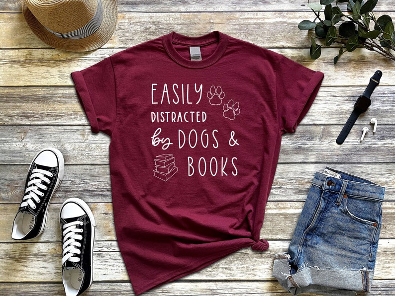 Easily Distracted Dogs And Books Shirt