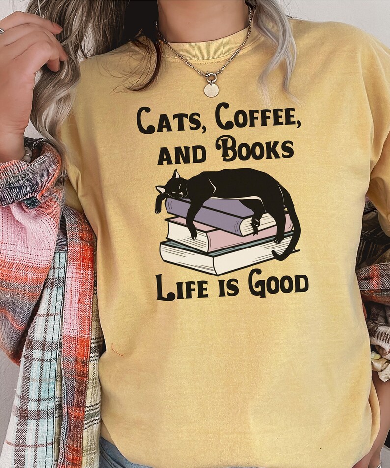 Cats, Coffee, and Books T-Shirt