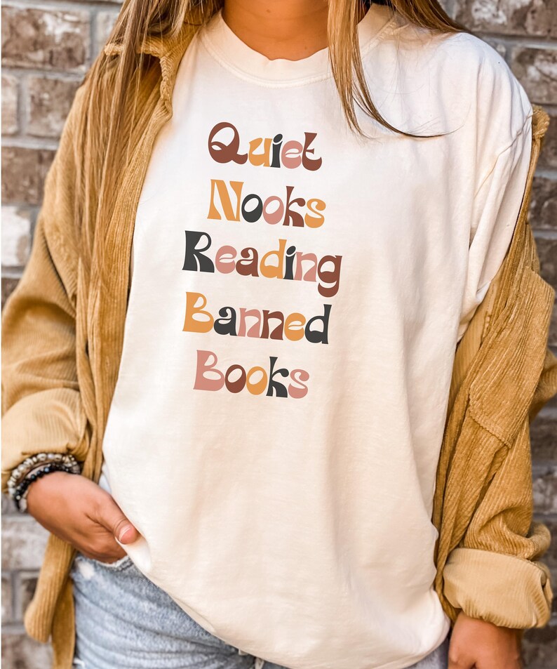 Quiet Nooks Reading Banned Books T-Shirt