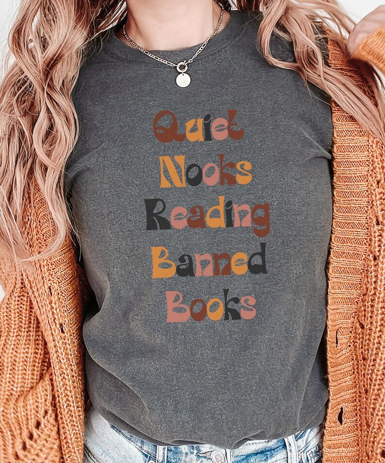 Quiet Nooks Reading Banned Books T-Shirt