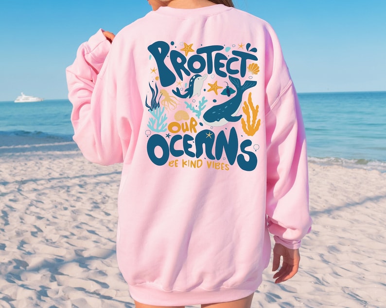 Protect Our Oceans Words on Back Sweatshirt-lovefitte