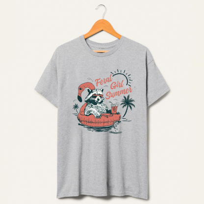 Vintage Feral Girl Summer T-Shirt-lovefitte