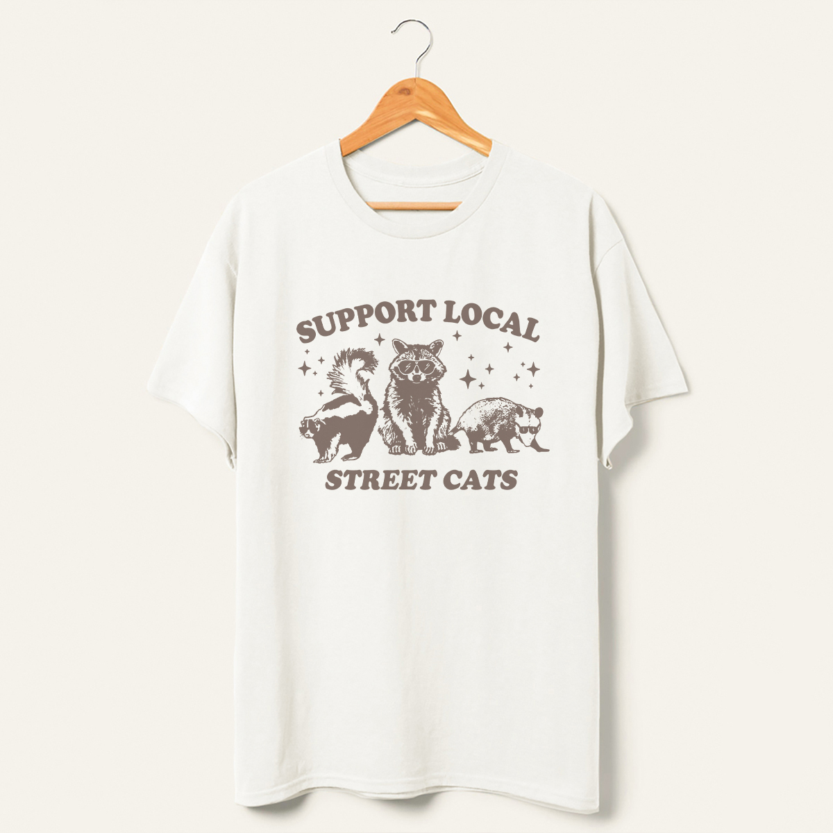 Vintage Support Local Street Cats Raccoon T-Shirt-lovefitte