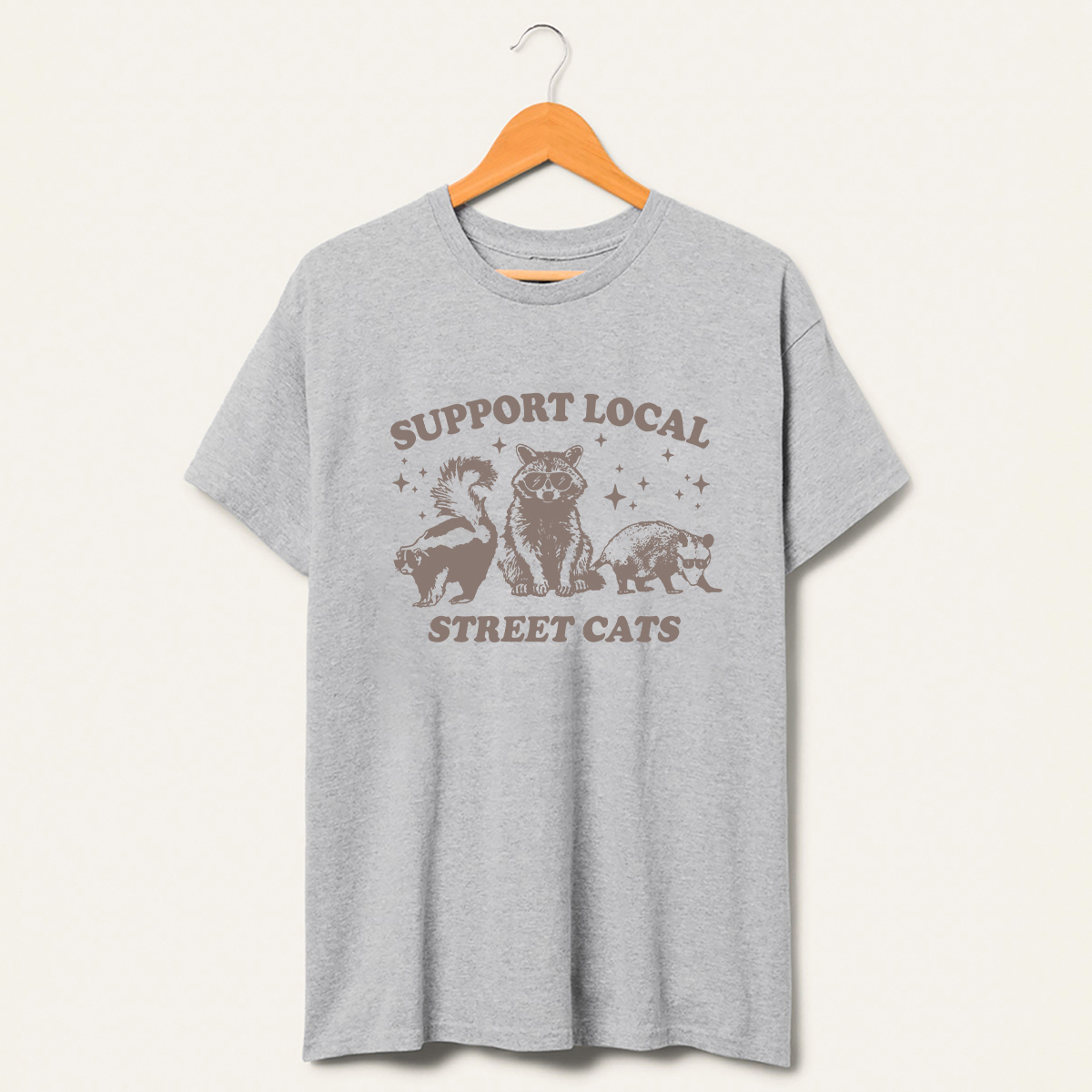 Vintage Support Local Street Cats Raccoon T-Shirt-lovefitte