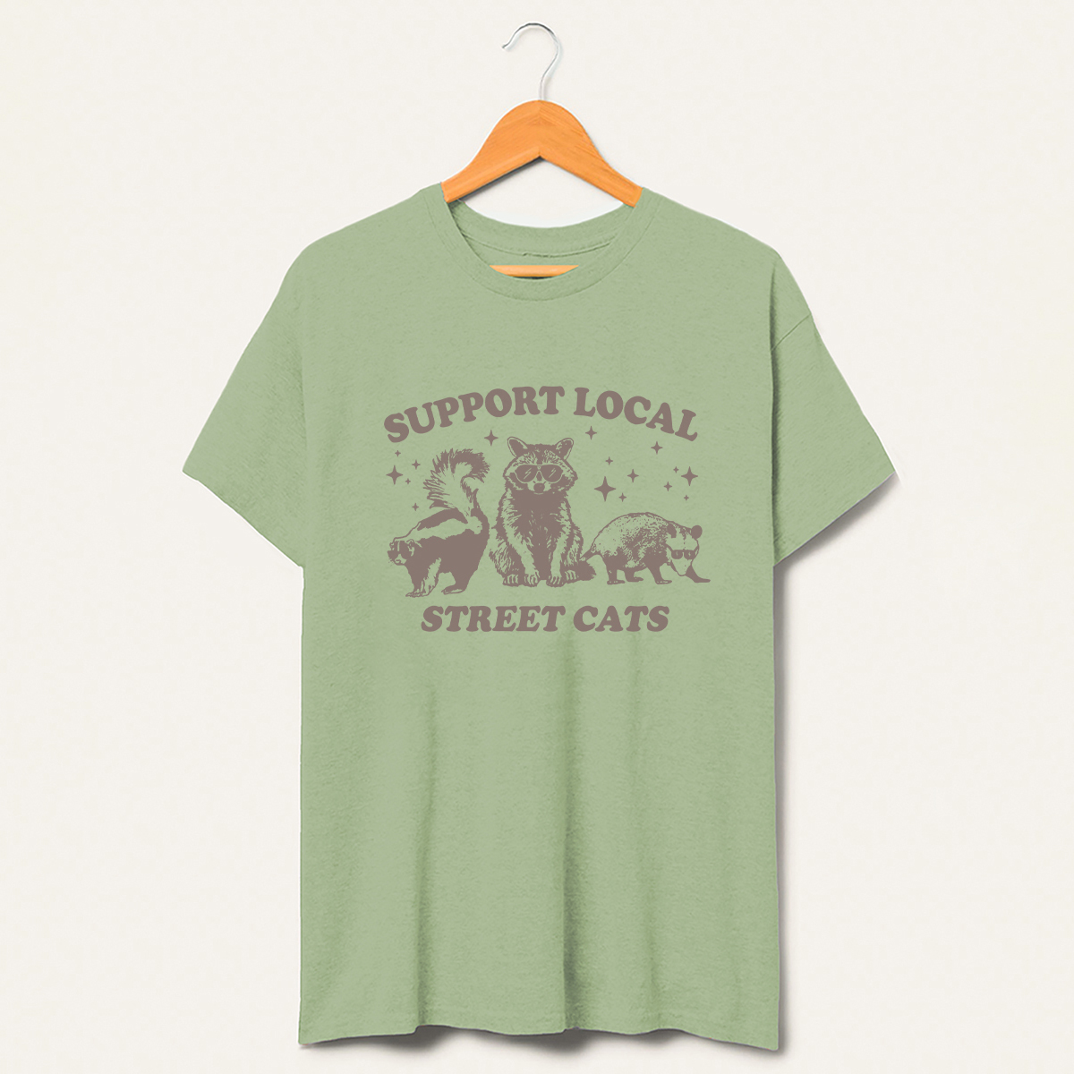 Vintage Support Local Street Cats Raccoon T-Shirt-lovefitte