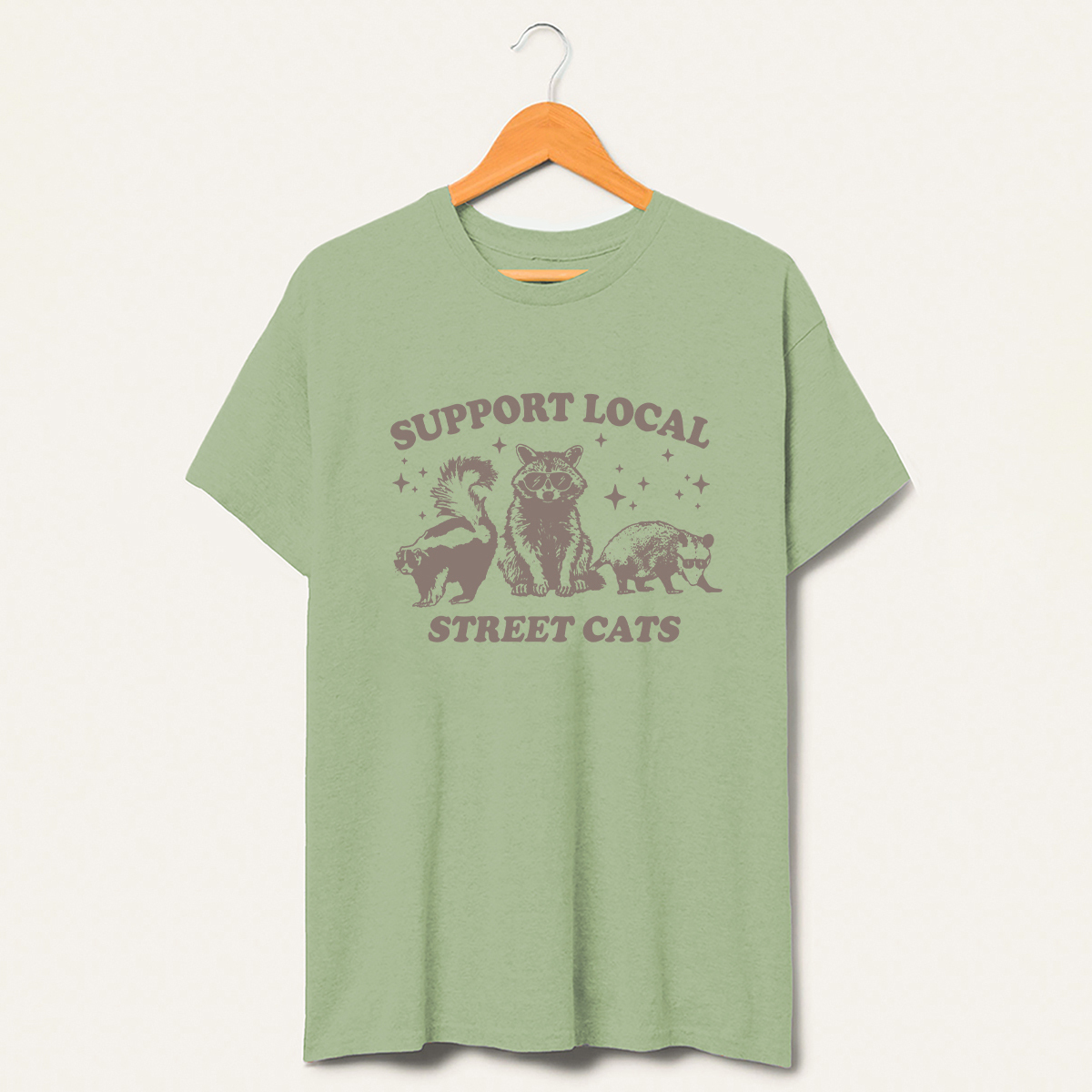 Vintage Support Local Street Cats Raccoon T-Shirt-lovefitte