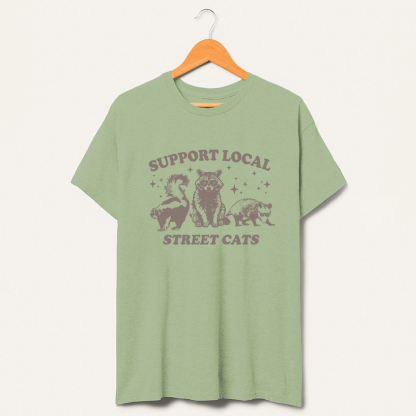 Vintage Support Local Street Cats Raccoon T-Shirt-lovefitte