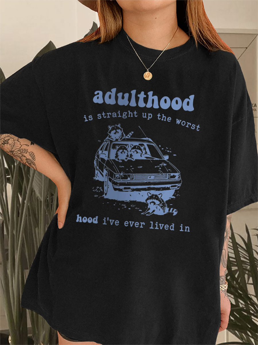 Vintage Adulthood Is The Worst Hood T-Shirt-lovefitte