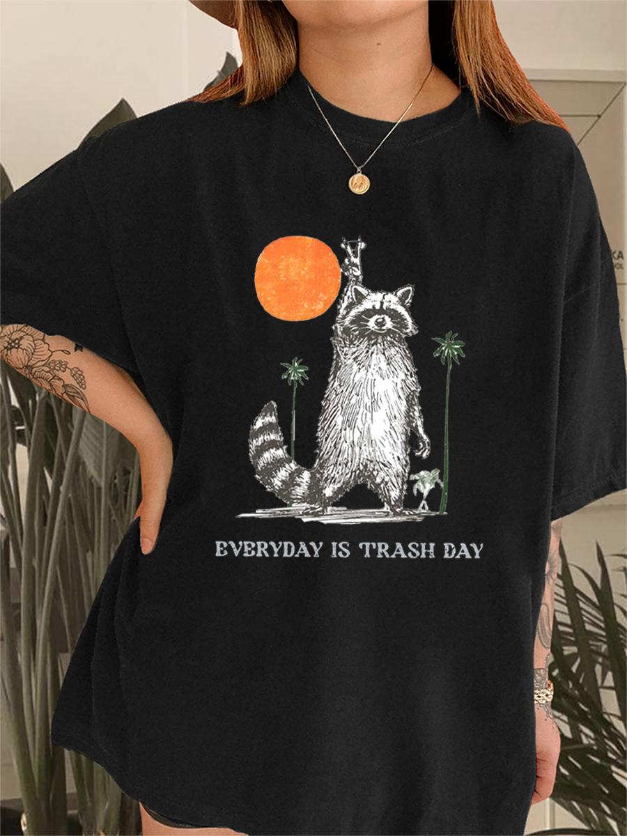 Everyday Is Trash Day Raccoon Meme T-Shirt-lovefitte
