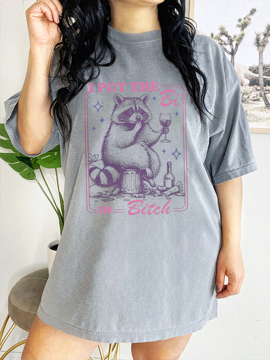 I Put The Bi In Raccoon Meme T-Shirt-lovefitte