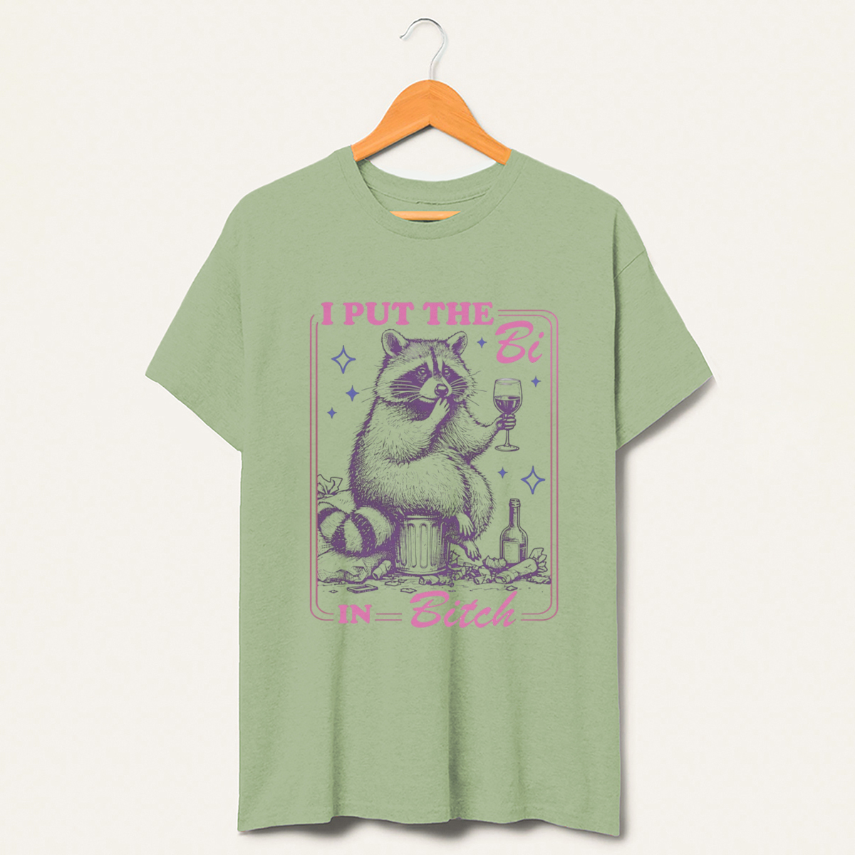 I Put The Bi In Raccoon Meme T-Shirt-lovefitte