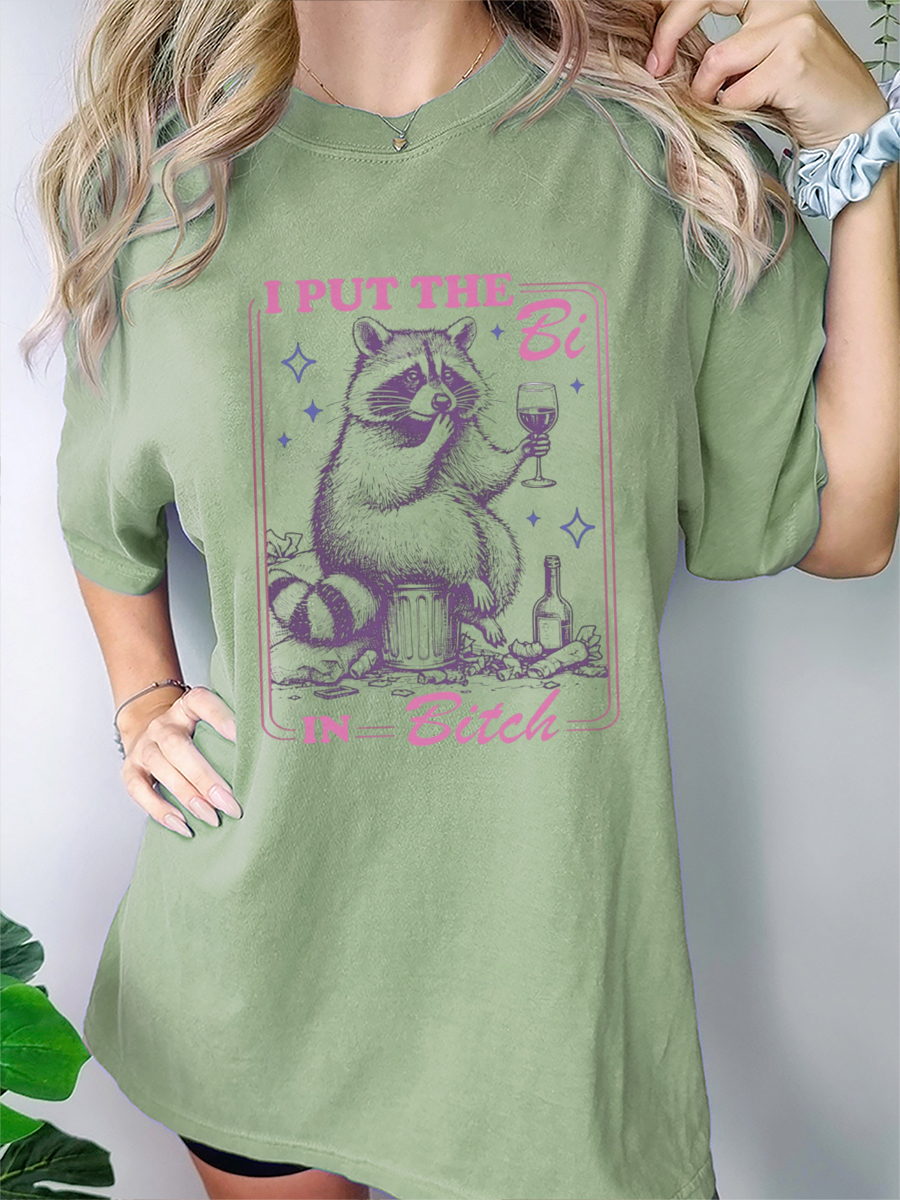 I Put The Bi In Raccoon Meme T-Shirt-lovefitte