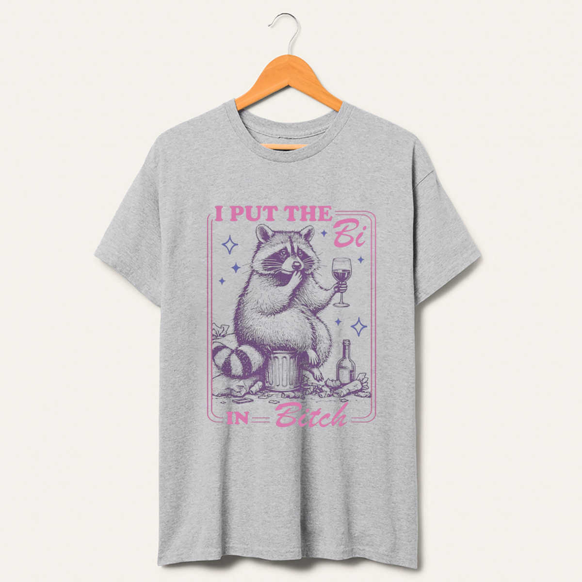 I Put The Bi In Raccoon Meme T-Shirt-lovefitte