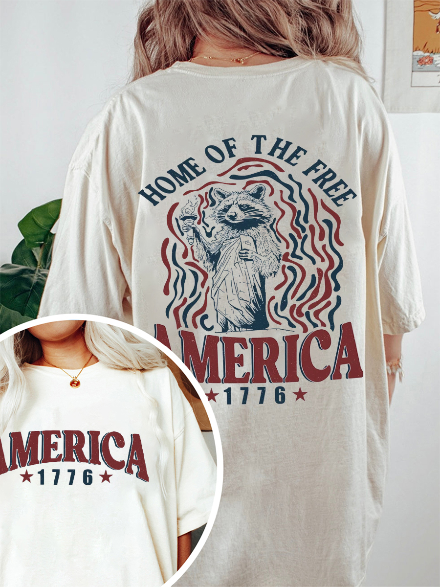 America Funny Raccoon T-Shirt-lovefitte